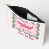 キュートパーソナライズされたアリゲーターペンシル アクセサリーポーチ (見開き)