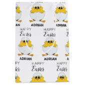 キュートパーソナライズされたイースターエッグ&シックハッピーイースター ミディアムペーパーバッグ (正面)