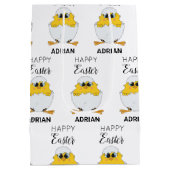 キュートパーソナライズされたイースターエッグ&シックハッピーイースター ミディアムペーパーバッグ (裏面)