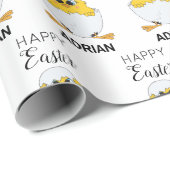 キュートパーソナライズされたイースターエッグ&シックハッピーイースター ラッピングペーパー (ロールコーナー)