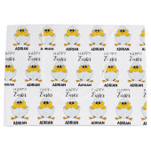 キュートパーソナライズされたイースターエッグ&シックハッピーイースター ラージペーパーバッグ (正面)