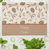 キュートパーソナライズされたイースターバニーラビットフォーク キッチンタオル (折り畳み)