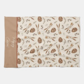 キュートパーソナライズされたイースターバニーラビットフォーク キッチンタオル (横)