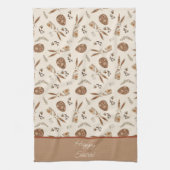 キュートパーソナライズされたイースターバニーラビットフォーク キッチンタオル (縦)