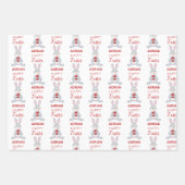 キュートパーソナライズされたイースターラビットレッドイースター卵 ラッピングペーパーシート (正面3)