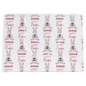 キュートパーソナライズされたイースターラビットレッドイースター卵 ラージペーパーバッグ (正面)