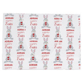 キュートパーソナライズされたイースターラビットレッドイースター卵 ラージペーパーバッグ (裏面)