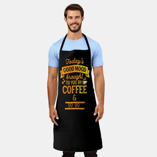 キュートパーソナライズされたエプロンBaristaコーヒーカフェ エプロン (着用した状態)