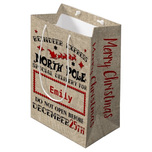 キュートパーソナライズされたオフィシャルサック抱き枕 ミディアムペーパーバッグ (正面アングル)