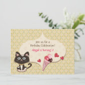 キュートパーソナライズされたキティ猫誕生日招待状 招待状 (スタンド正面)