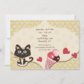 キュートパーソナライズされたキティ猫誕生日招待状 招待状 (裏面)