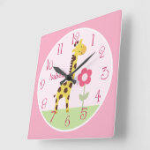 キュートパーソナライズされたキリン子供部屋時計 スクエア壁時計 (傾斜)