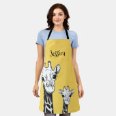 キュートパーソナライズされたキリン エプロン (着用した状態)