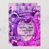 キュートパーソナライズされたクラウン誕生日パーティー招待 招待状 (正面/裏面)