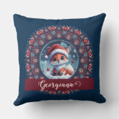 キュートパーソナライズされたクリスマスかわいいキツネドットマンダラ クッション (裏面)
