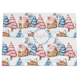 キュートパーソナライズされたクリスマスジンジャーブレッドハウス ラージペーパーバッグ