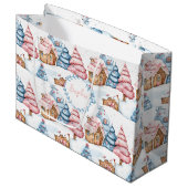 キュートパーソナライズされたクリスマスジンジャーブレッドハウス ラージペーパーバッグ (正面アングル)