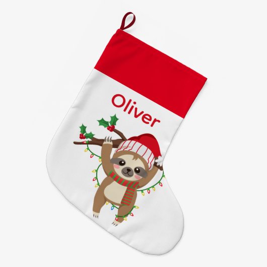 キュートパーソナライズされたクリスマススロットストッキング ラージクリスマスストッキング (正面 (吊り時))