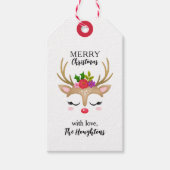 キュートパーソナライズされたクリスマストインデナー顔 ギフトタグ (正面)