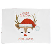 キュートパーソナライズされたクリスマストインデナー顔 ラージペーパーバッグ (正面)