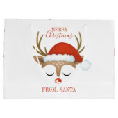 キュートパーソナライズされたクリスマストインデナー顔 ラージペーパーバッグ (裏面)