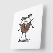 キュートパーソナライズされたクリスマスプリンのアクリル時計 スクエア壁時計 (傾斜)