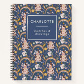 キュートパーソナライズされたクリスマスヨガお洒落牛 ノートブック (正面)