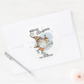 キュートパーソナライズされたクリスマス格言アイススケートで滑るクラス ラウンドシール (封筒)