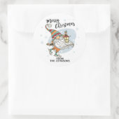 キュートパーソナライズされたクリスマス格言アイススケートで滑るクラス ラウンドシール (バッグ)