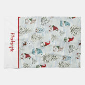 キュートパーソナライズされたクリスマス格言休日 キッチンタオル (横)