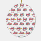 キュートパーソナライズされたクリスマス消防車オーナメント セラミックオーナメント (左)