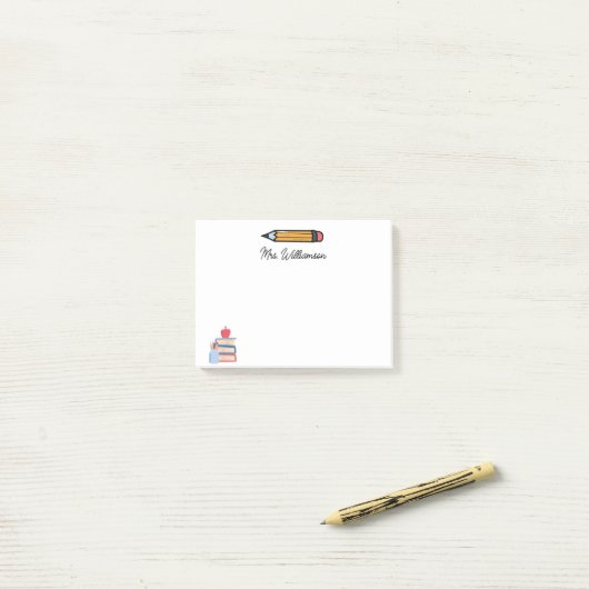 キュートパーソナライズされたクレヨン先生新学期 ポストイット (デスク上)