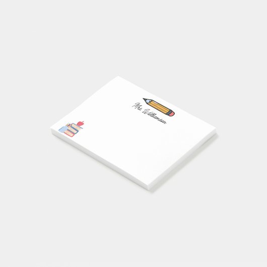 キュートパーソナライズされたクレヨン先生新学期 ポストイット (アングル)