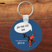 キュートパーソナライズされたクロウフィッシュロブスタートップハットブルー キーホルダー (正面)