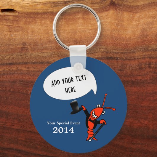 キュートパーソナライズされたクロウフィッシュロブスタートップハットブルー キーホルダー (正面)