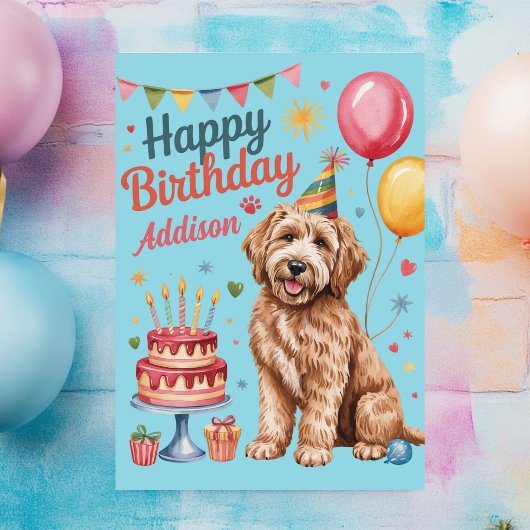 キュートパーソナライズされたゴールデンドール誕生日 カード