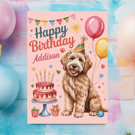 キュートパーソナライズされたゴールデンドール誕生日 カード