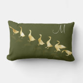 キュートパーソナライズされたゴールドフォイルゲーゼダークセージ緑 ランバークッション (正面)