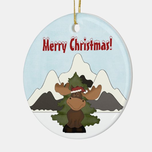 キュートパーソナライズされたサンタムースマウンテンオーナメント セラミックオーナメント (左)