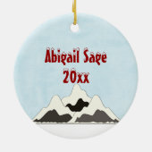 キュートパーソナライズされたサンタムースマウンテンオーナメント セラミックオーナメント (裏面)