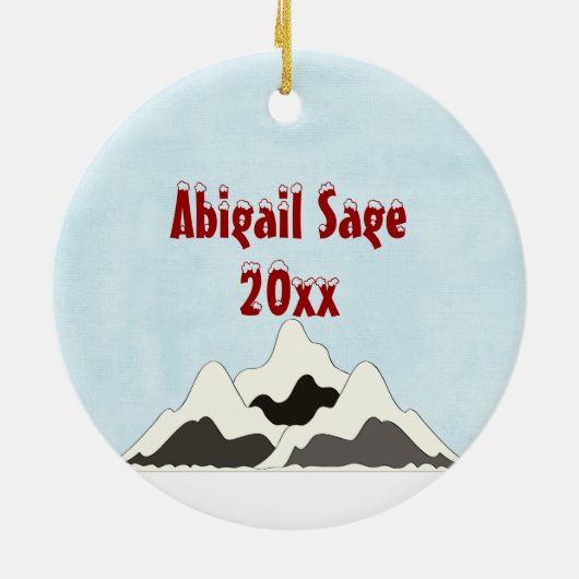 キュートパーソナライズされたサンタムースマウンテンオーナメント セラミックオーナメント (裏面)