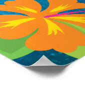 キュートパーソナライズされたサーファーガールハイビスカスアンドパームズ ポスター (角)