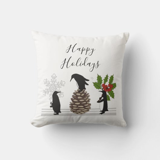 キュートパーソナライズされたスおもしろい・ペンギン クッション (正面)