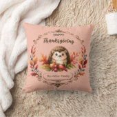 キュートパーソナライズされたハリネズミ幸せな感謝祭 クッション (ブランケット)