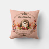 キュートパーソナライズされたハリネズミ幸せな感謝祭 クッション (正面)