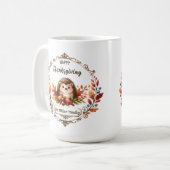 キュートパーソナライズされたハリネズミ幸せな感謝祭 コーヒーマグカップ (正面左)