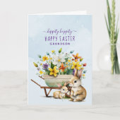 キュートパーソナライズされたバンニーズゲンスイースター シーズンカード (正面)