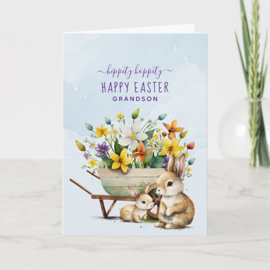 キュートパーソナライズされたバンニーズゲンスイースター シーズンカード (正面)