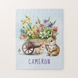 キュートパーソナライズされたバンニーズボーイ ジグソーパズル