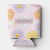 キュートパーソナライズされたパステルデイジーフラワー 缶クーラー (裏面)